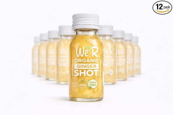 WE'R Organic GINGER Shot Certified Organic &amp Non-GMO. 2Fl Oz Each (12 Pack / 24Fl Oz Total)