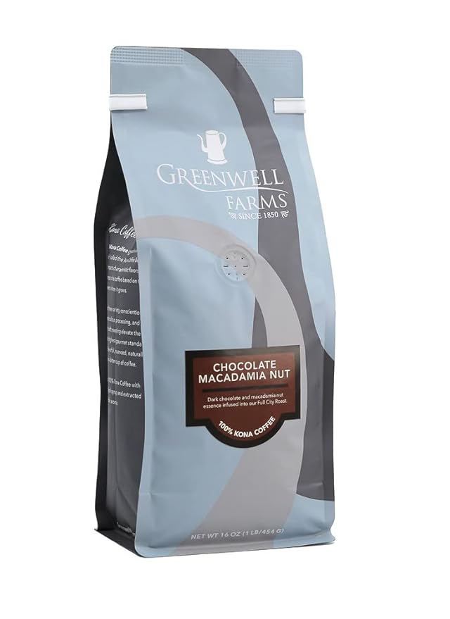 Greenwell Farms 100% Hawaiian Kona Coffee - Chocolate Macadamia Nut Flavor Ground 16oz