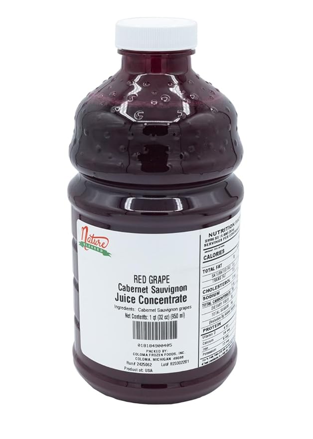 Nature Blessed 100% Pure Cabernet Sauvignon Red Grape Fruit Juice Concentrate -1 Quart (1/32 fl oz bottle) Great for Home Wine Making Brewers Distilling Smoothies