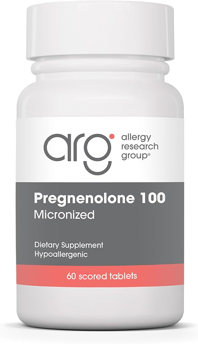 Allergy Research Group ARG Pregnenolone 100 mg - Micronized Hormone Precursor Support - Highly Bioavailable - Hypoallergenic - 60 Servings - 60 Scored Tablets