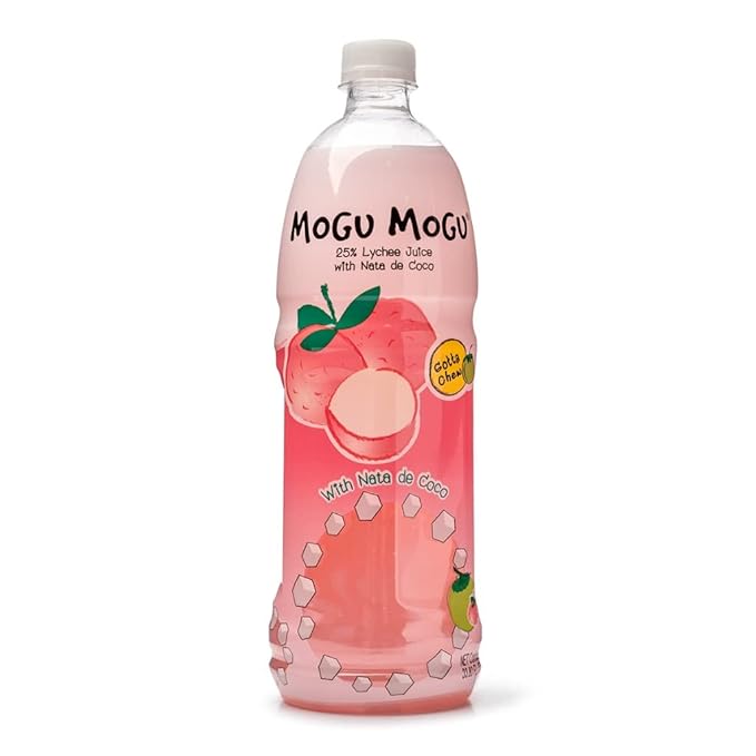 [Pack of 7] [Free Measuring Spoon] Mogu Mogu Juice with Nata De Coco - 33.8 Fl Oz Large Family Size (7 Mixed Flavor) 320 ml