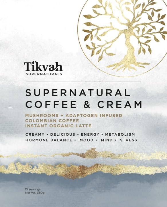 Tikvah Supernatural Coffee + Cream adaptogen &amp mushroom infused instant non-dairy caffe latte