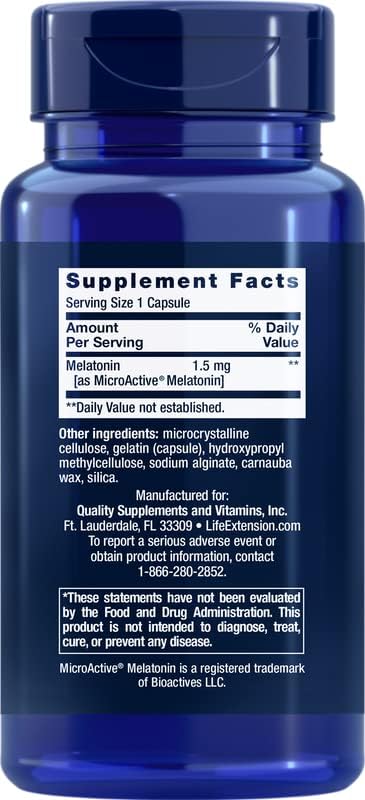 Life Extension Melatonin IR/XR 120 Capsules (Pack of 2) - Immediate &amp Extended-Release for 7 Hours Support - Night Time Supplement - Stay Asleep All Night Long - Non-GMO Gluten-Free