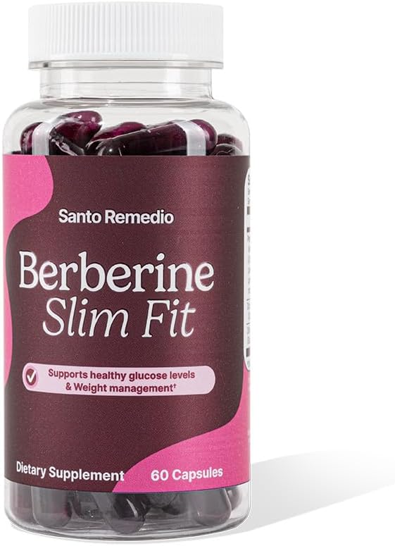 Santo Remedio Berberine Dietary Supplement Vegetarian No Added Sugar 60 Capsules 30 Servings.
