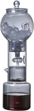 Cold Brew Drip Tower 600ml Ice Drip Glass Cold Brew Coffee Pot with Drip Speed Regulating Valve Drip Type Cold Extraction Coffee Machine for Home Office(Gray)