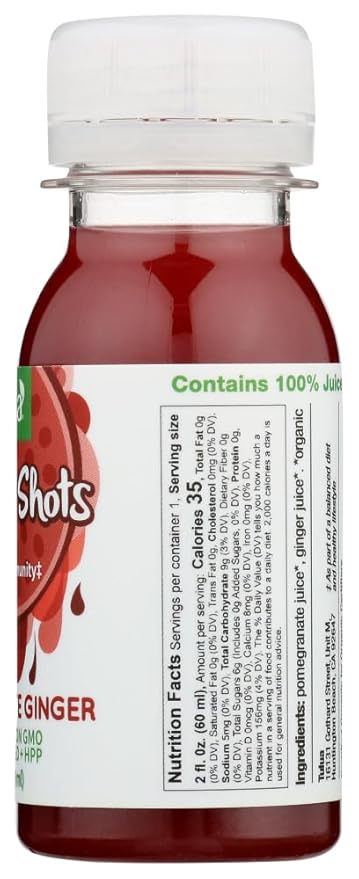 Tulua Ginger Shots - Organic Cold Pressed Ginger and Pomegranate Juice 12-Pack