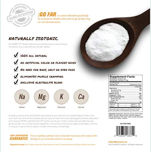 INFINIT Nutrition GO FAR Orange - The only All-in-one Endurance Hydration Drink with Protein 280 Calories Per Serving &amp Electrolytes - No Gels Pills or Bars Needed 100% All-Natural &amp no Added