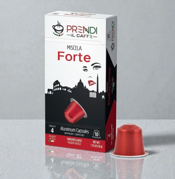 Prendi iL Caffe- Aluminium Capsules Prendi Espresso Forte Dark Roast - 100 Count