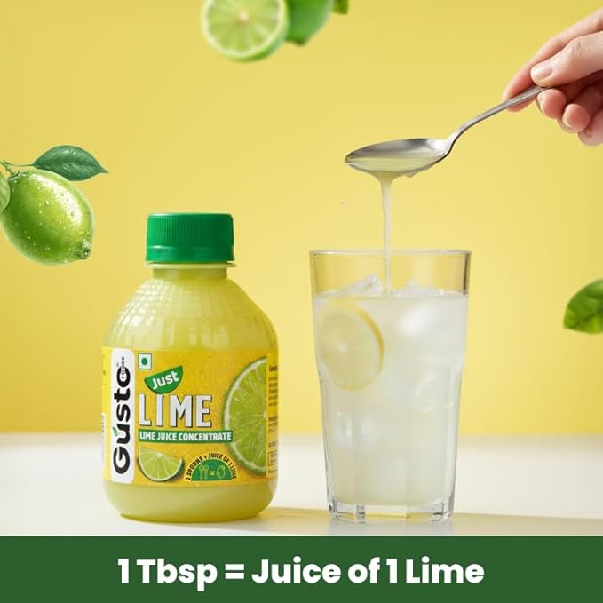 Gusto Foods Green Lime Juice Concentrate - Pack Of 3 20.2 oz (600Ml)| Equivalent To 60 Limes | Pocket Friendly Bottle | Ideal For Daily Use In Cooking &amp Beverages | Lime Juice In Every Drop 0.77