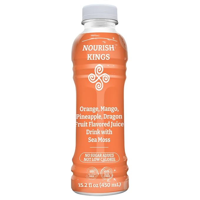 Nourish Kings- Sea Moss drink with Dragon Fruit Mango Pineapple and Orange Juice No Added Sugars or Preservatives 12 pack of 15.2 Fl oz Bottles