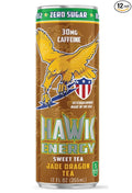 HAWK ENERGY SWEET TEA - JADE DRAGON TEA - Premium Sugar Free Energy Drink - 12 Pack - 12 oz cans - Focus and Power - 30mg Caffeine BCAA's B6/B12 Taurine Ginseng and L-Citrulline DL Malate 100% V