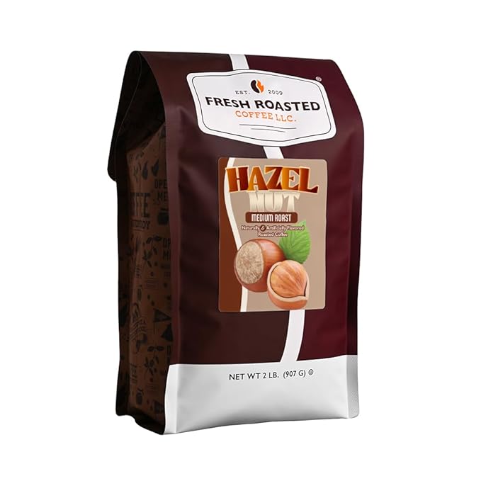 Fresh Roasted Coffee Hazelnut Flavored Coffee 2 lb (32 oz) Medium Roast Kosher Ground
