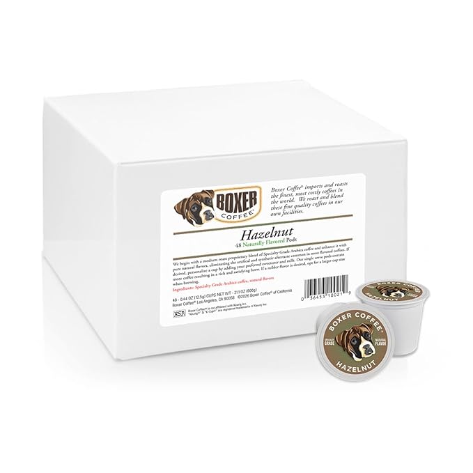Boxer Coffee Hazelnut Naturally Flavored Pods compatible with Keurig K-Cup 48 count