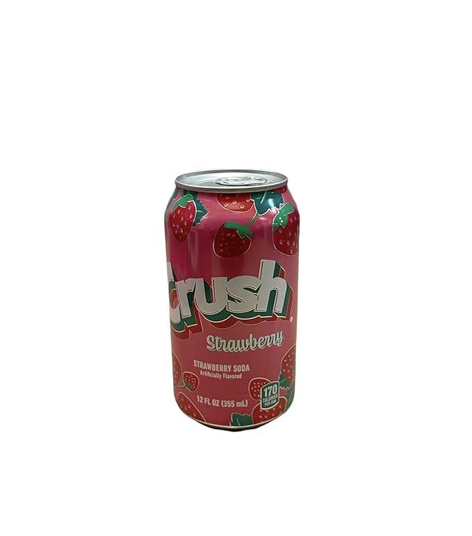 Crush Soda Munchie Box Reserve - Stocked for your Pleasure - Cans or Bottles (Strawberry Pack of (12) 12 Oz Cans)