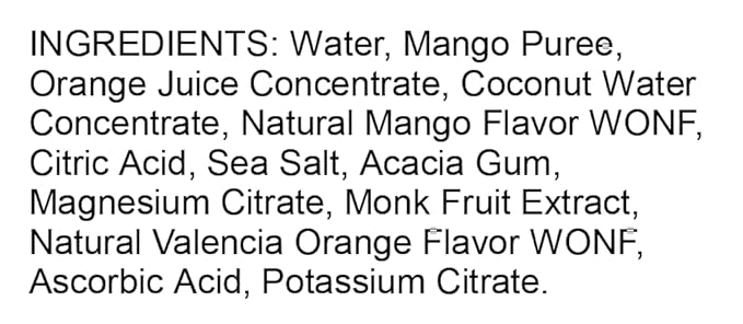 12pack - Wynz Mango Orange Mister Youth Hydration Sports Drink 22.71% Fruit Juice with Coconut Water Monk Fruit Filtered Water 16 oz Slim Bottle
