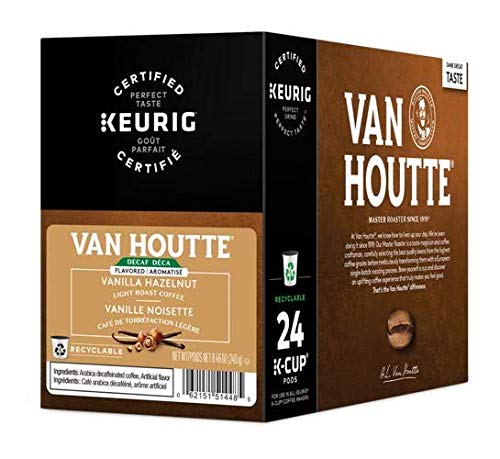 Van Houtte Vanilla Hazelnut Decaf Coffee Single-Serve K-Cup Pods Flavored Light Roast Coffee 96 Count