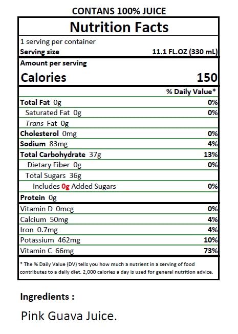 Namai 100% All Natural Pure Guava Juice No Added Sugar No Preservatives Pack of 24