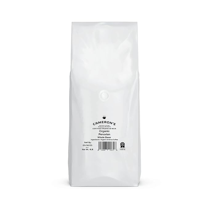 Cameron's Coffee Roasted Whole Bean Coffee Organic Peru 4 Pound