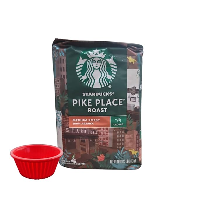 KING BUY BOX 1 PCS cup Bundle with Pike Place Medium Roast Ground Coffee Bag 40 Ounce compatible with Starbucks