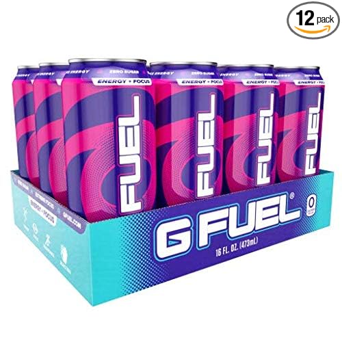 G Fuel Energy Drink Berry Sugar Free Beverage with 300mg Caffeine Daily Energy Boost with Focus Amino Vitamin + Antioxidants 16 oz Cans (FaZeberry 12-Pack)