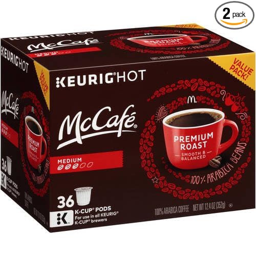 McCafe Premium Medium Roast Coffee K-Cup Pods 36 count 12.4 Oz (Pack of 2)