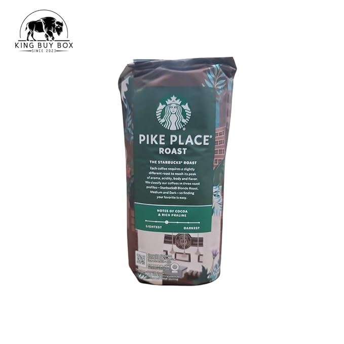 KING BUY BOX 1 PCS cup Bundle with Pike Place Medium Roast Ground Coffee Bag 40 Ounce compatible with Starbucks
