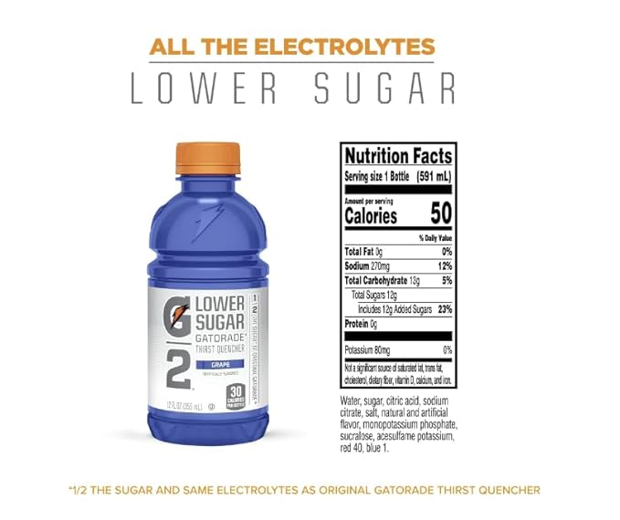 Low-Calorie Sports Drink Gatoraide Grape Flavor 20 Fl Oz Bottles (Pack of 12) – Electrolyte Thirst Quencher for Rehydration &amp Hydration Support.