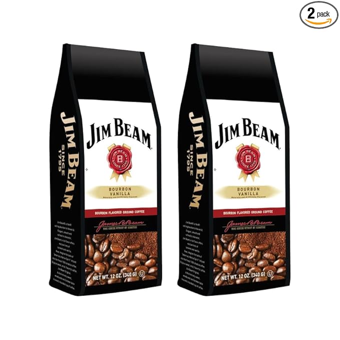 Bourbon Vanilla Inspired Ground Coffee 2-Pack (2 x 12oz Bags) – Smooth Medium Roast with Creamy Vanilla and Toasted Oak Notes