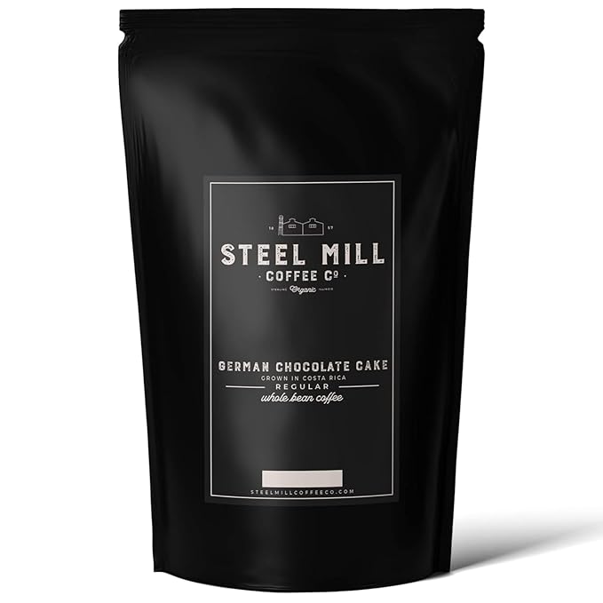 Steel Mill Coffee Co. German Chocolate Cake Flavored Coffee - 2 LB Whole Bean Medium Roast 100% Arabica Vegan Gluten-Free Sugar-Free Gourmet Coffee