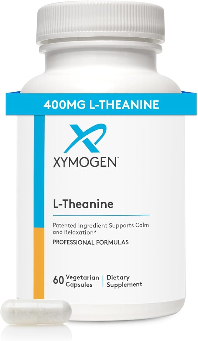 XYMOGEN L-Theanine - Patented Suntheanine L theanine 400mg Per Serving - Amino Acid Supplement to Support Calm + Relaxation Without Drowsiness Liver Health (60 Capsules)