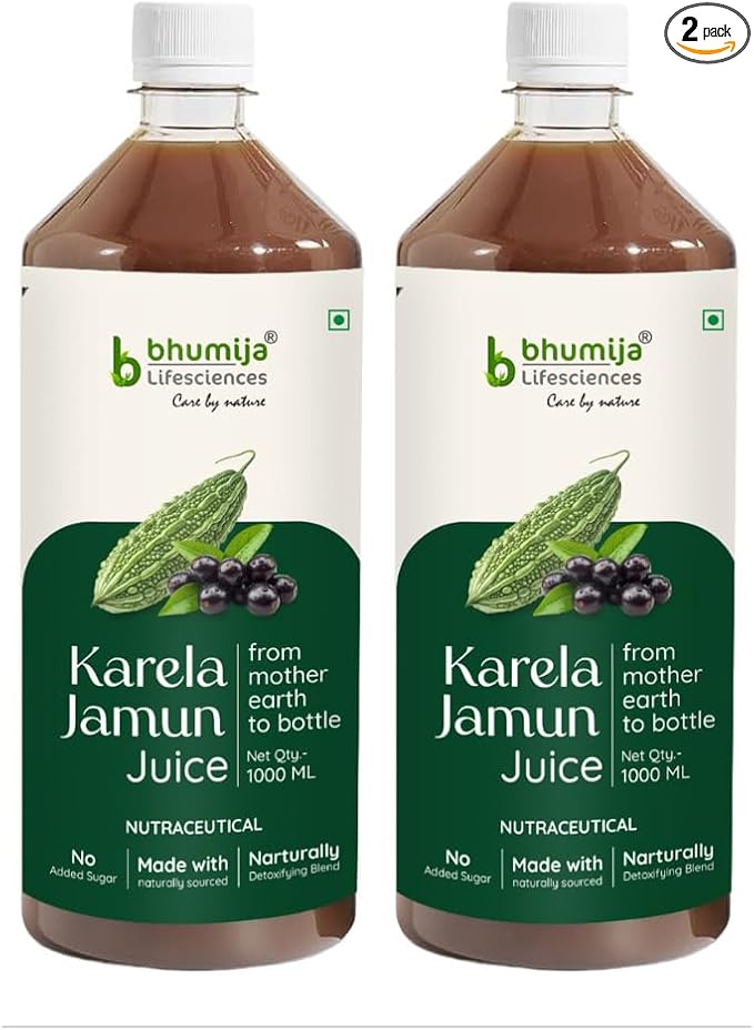 Bhumija Lifesciences Karela Jamun Juice (Sugar Free) 1 LTR. (Pack of Two)