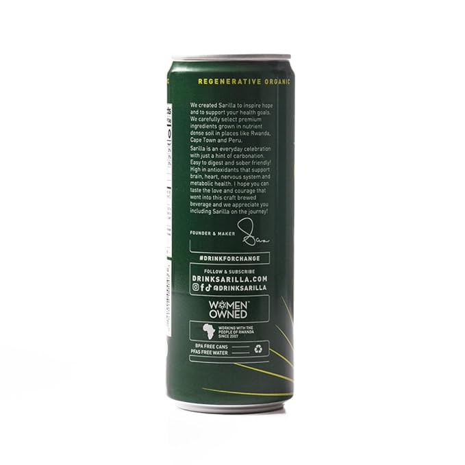 Sarilla Nonalcoholic Green Tea Spritzer – Lightly Sparkling Real Brewed Organic Green Tea with Hibiscus Plant-Based Caffeine Zero Calories 12-Pack