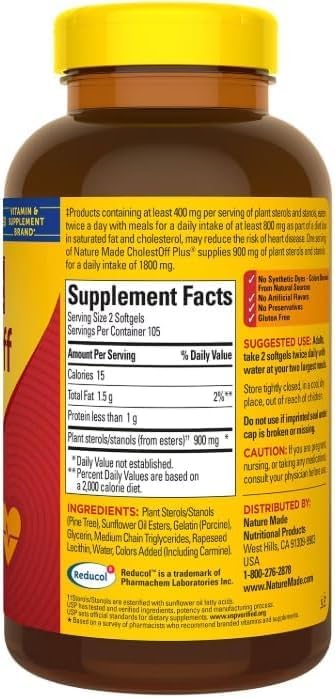 Cholesterol Off Plus 210 Softgels 900mg Plant Sterols | Take 2 Softgels Twice Daily | Gluten Free