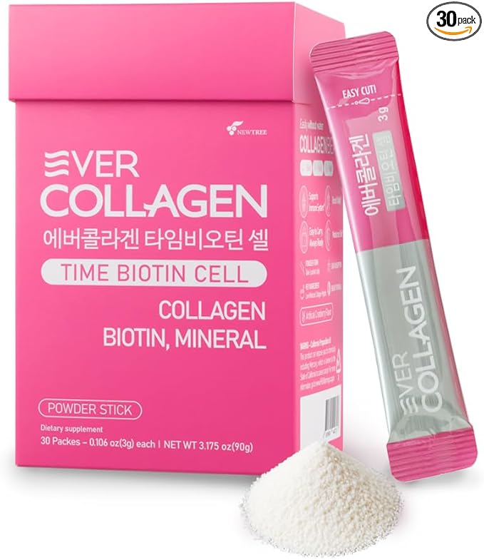 Time Biotin Cell Low Molecular Weight Marine Collagen Peptides Powder Supplement Travel Packets for Skin Hair and Nails 30 Sticks