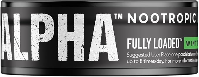 Fully Loaded Alpha Nootropic Pouches (Wintergreen) - 5 Cans - 15 Pouches per can - Effective Nootropic Delivery Nic Pouch Replacement - Faster Absorption Alpha GPC L-Tyrosine GABA