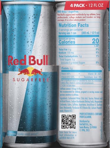 Red Bull Sugar Free Energy Drink with 114mg Caffeine plus Taurine &amp B Vitamins 12 Fl Oz Pack of 16 Cans
