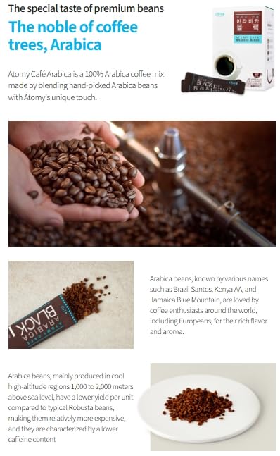 Atomy Arabica Black Instant Coffee Mini – 70 Sticks | Sugar-Free Dark Roast | Korean Café-Style Coffee