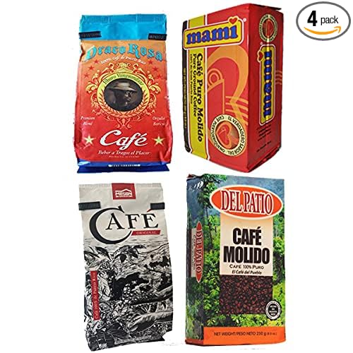 Puerto Rican Variety Pack Ground Coffee Kit - 4 Local Favorites in 8-8.8 Ounce Bags (33.6 oz total) | Café Draco Rosa El Meson Mamí &amp Del Patio