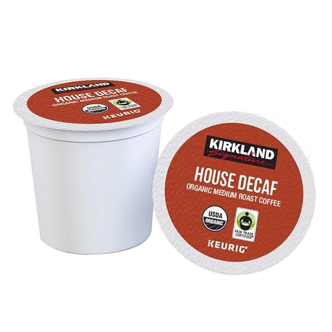 Kirkland Signature Organic House Decaf Coffee K Cups Plus Basicos Coaster (24Pods House Decaf)