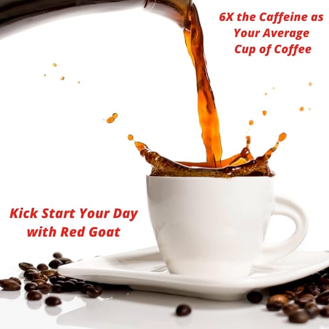 The Red Goat Ground Coffee Beans [16 OZ] | Highest-Caffeine on the Market | 1 Cup = 6 Average Cups of Coffee | 17000 UG/G Caffeine
