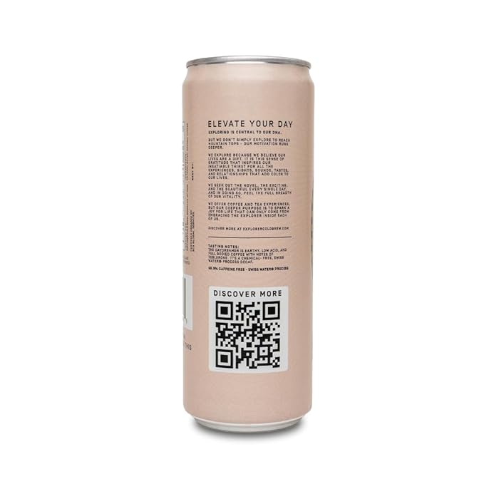 Explorer Daydreamer Ready-to-Drink Organic Cold Brew Decaf Coffee 99.9% Caffeine-Free Black Unsweetened and Fair Trade 12 fl oz (Pack of 12)
