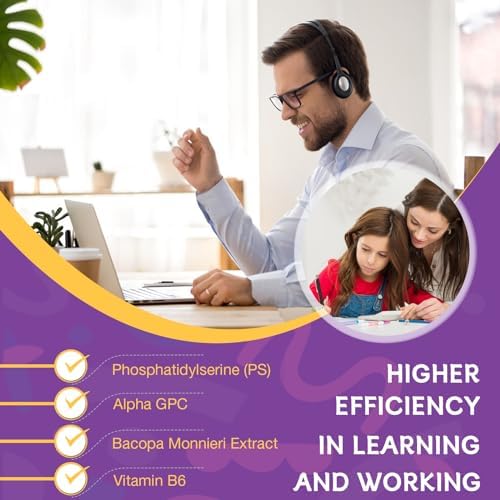 (2 Packs) Phosphatidylserine 600mg Gummies Brain Supplement for Memory Focus and Concentration - Phosphatidylserine Memory Supplement with Alpha GPC B6 &amp B12 for Brain and Cognitive 120 Gummie