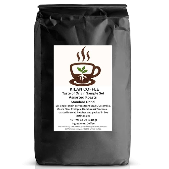 Coffee Sample Pack – 6 Single Origin Coffees (Brazil Santos Costa Rica Colombia Ethiopia Honduras Tanzania) 6-Count 2oz Bags – Kilan Coffee