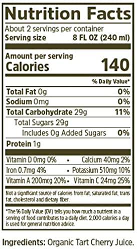Biotta Tart Cherry Juice - 100% Natural Organic Cherry Fruit Juice - Excellent Source of Vitamin C and Potassium (16.9 Fl.Oz Pk of 6)