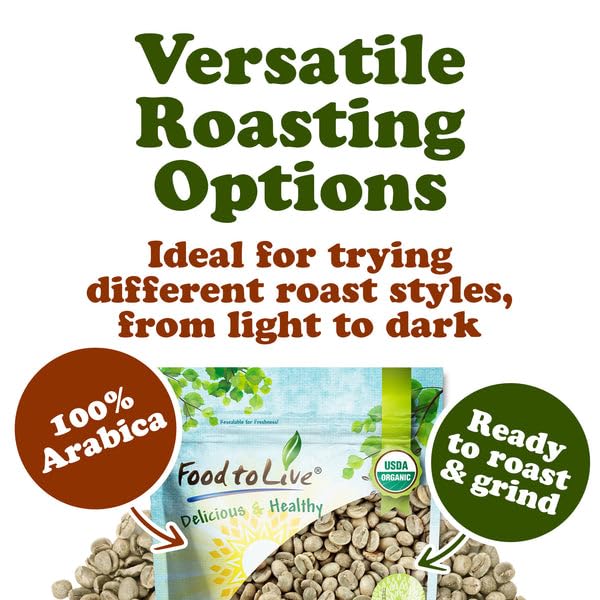 Food to Live Organic Nicaragua Arabica Green Coffee Beans 10 Pounds – Whole Unroasted Washed Bean. Fresh Crop. No-GMO Vegan Bulk