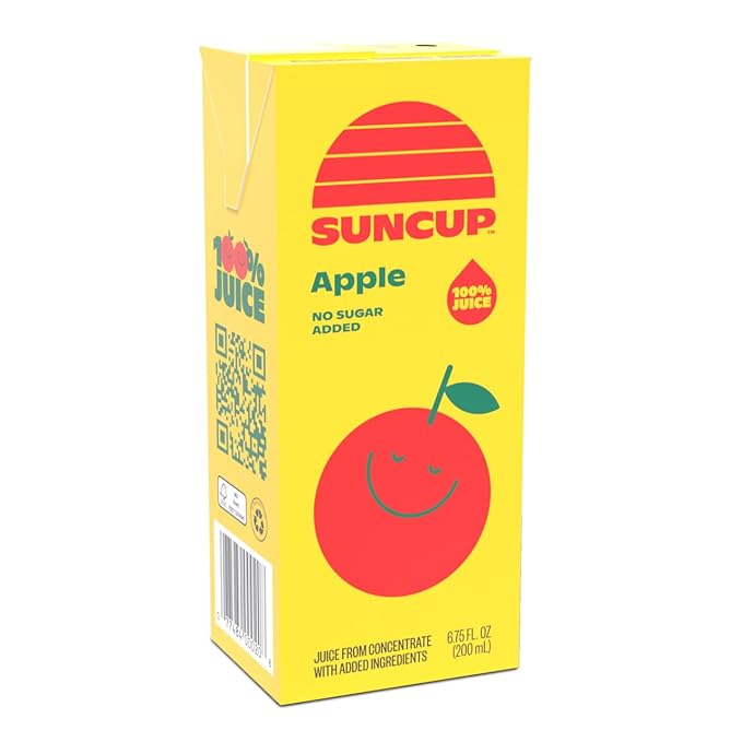 SunCup 100% Juice Boxes for Kids | No Added Sugar No Dyes No Preservatives | Trusted in Schools Across 49 States | Bulk Pack with Straw (6.75 oz (40 Pack) Apple)