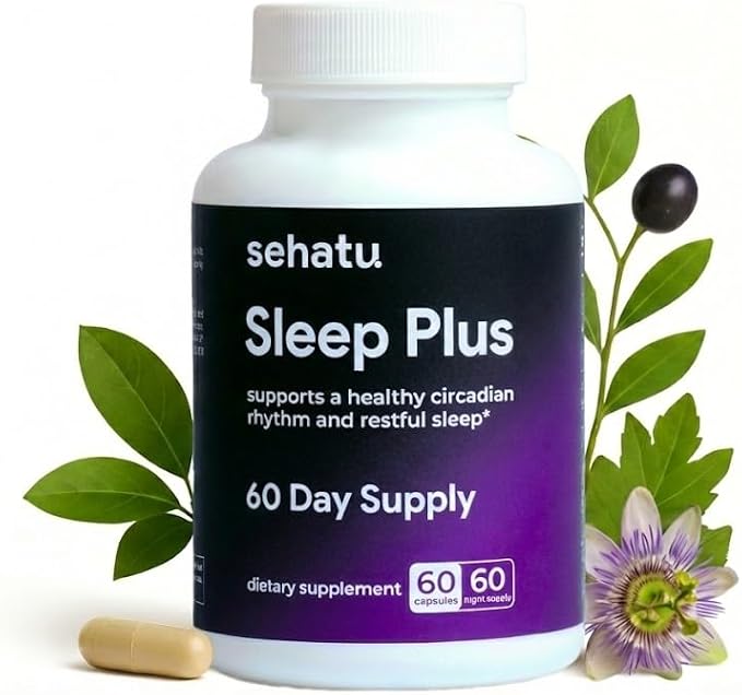 Sleep Plus Supplement | with Melatonin GABA Ashwagandha 5-HTP | for Men and Women Seeking a Healthy Sleep-Wake Schedule and A Relaxed Mood | 60 Count | 60 Day Supply