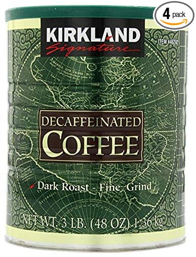 Kirkland Signature Dark Rost Fine Grind Decaf Arabica Coffee 48 Ounce - 4 Pack