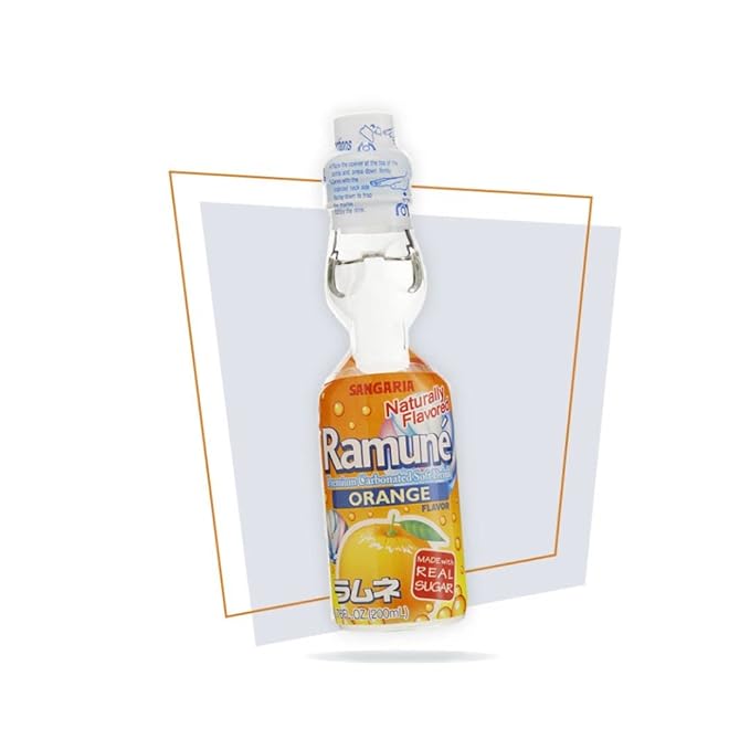 Sangaria Ramune Japanese Soft Drinks Marble Soda Carbonated Variety Pack Bundles Mix Favor Combo Original Strawberry Orange Melon Grape Peach Lychee Flavors 6.76 Fl Oz