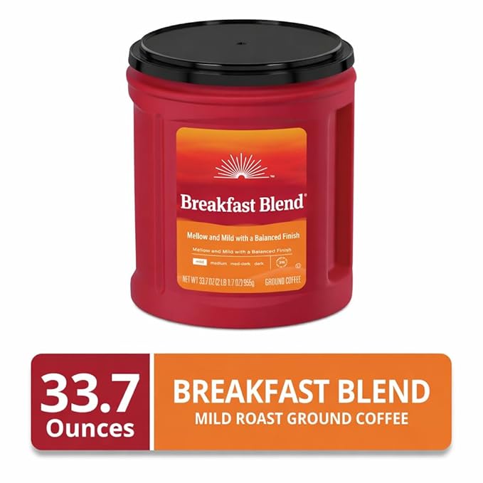 Breakfast Blend Ground Coffee Mild Roast 33.7 oz Canister (33.7 Ounce(2 Pack) Breakfast(Mild Roast))